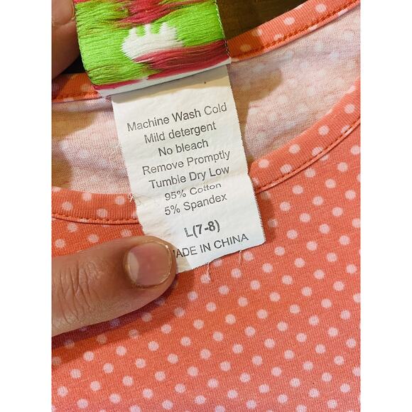 Shrimp and Grits Kids Pink Polka Dot Girls Long Sleeve Shirt L (7-8) - Picture 5 of 12